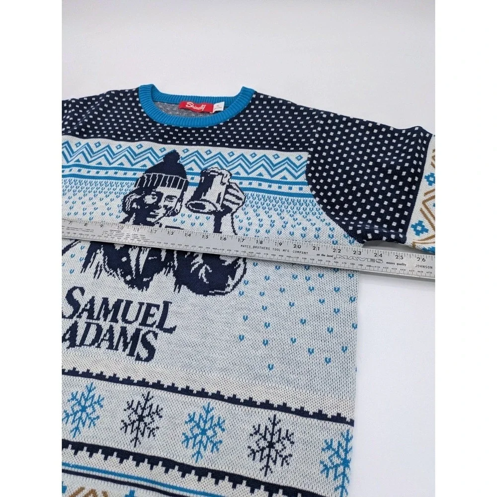 Shinesty Samuel Adams Ugly Christmas Sweater Men's Size XL Blue‎ Fair Isle Beer
